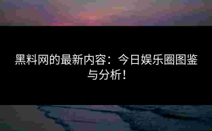 黑料网的最新内容：今日娱乐圈图鉴与分析！