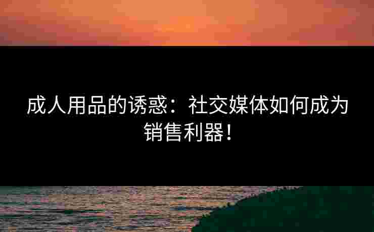 成人用品的诱惑：社交媒体如何成为销售利器！