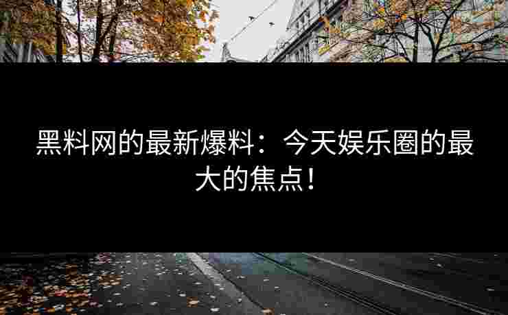 黑料网的最新爆料：今天娱乐圈的最大的焦点！
