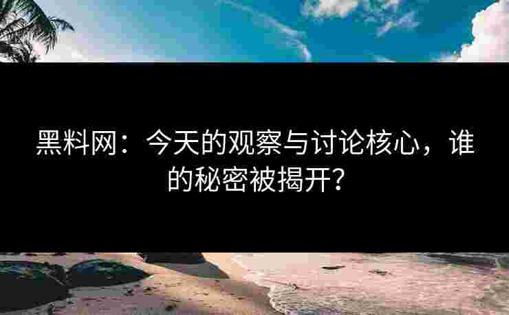 黑料网：今天的观察与讨论核心，谁的秘密被揭开？