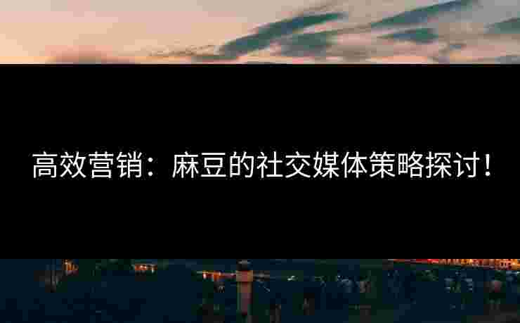 高效营销：麻豆的社交媒体策略探讨！